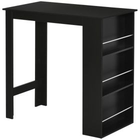 Modern Bar Table Counter Height Dining Table with 3 Storage Shelves for Kitchen, Dining Room, Living Room, Black