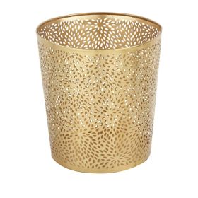 1.3-Gallon Round Perforated Gold Metal Waste Basket