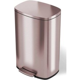 13-Gallon Rose Gold Stainless Steel Step Trash Can with Deodorizer