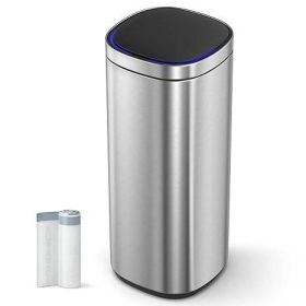 13-Gallon Silver Motion Sensor Stainless Steel Trash Can with Ozone Deodorizer