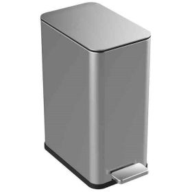 2.6 Gallon Slim Stainless Steel Step Trash Can with Soft Close Lid