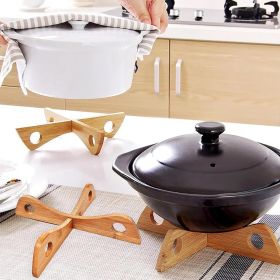 Wooden pot rack - heat-resistant and anti slip mat for dining tables and kitchen counters - natural wooden pot protection mat - practical kitchen