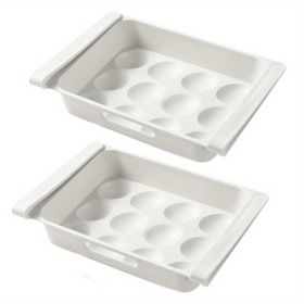 2pcs Kitchen Refrigerator Freshness Storage Boxes; 12 Grids Egg Storage Boxes; Multifunctional Drawer Type Food Divided Storage Boxes