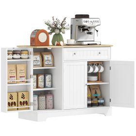 HOMCOM 41-Inch Modern White Sideboard Cabinet with Drawer
