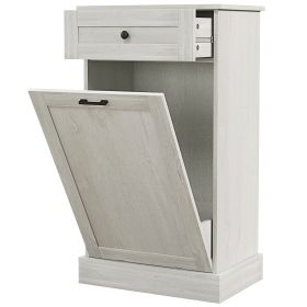 Kitchen Tilt Out Trash Bin Cabinet Free Standing Storage Cabinet with Drawer, Gray