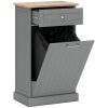 HOMCOM Tilt-Out Trash Bin Cabinet with Drawer, Gray