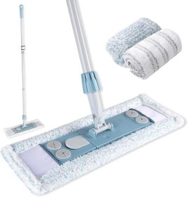 Dust Mop for Floor Cleaning,Magnetic Floor Flat Mop with 2 Washable Pads -Extendable 64'' Iron Handle for Hardwood Tile Marble Laminate Floors