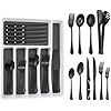 53PCS Black Silverware Set for 8 with Cutlery Drawer Organizer,