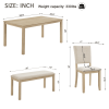 6-Piece Dining Table Set with Bench & Upholstered Chairs