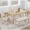 6-Piece Dining Table Set with Bench & Upholstered Chairs