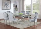 7-Piece Glam Silver & Gray Dining Set with Expandable Table
