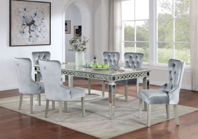 7-Piece Glam Silver & Gray Dining Set with Expandable Table