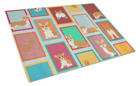NEW Lots of Red and White Pembroke Corgi Glass Cutting Board Decorative Tempered Glass Kitchen Cutting and Serving Board Large Size Chopping Boar