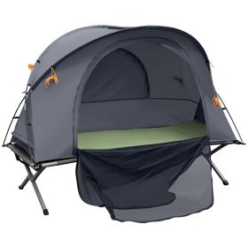 Camping Tent Cot, Multifunctional Folding Tent Combo, Portable Off-Ground Tent Shelter with Self-Inflating Air Mattress and Carry Bag for 1 Person