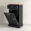 HOMCOM Black Tilt-Out Trash Bin Cabinet with Drawer