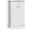 HOMCOM White Tilt-Out Trash Bin Cabinet with Drawer