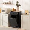 HOMCOM Black Tilt-Out Trash Bin Cabinet with Drawer