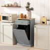 HOMCOM Tilt-Out Trash Bin Cabinet with Drawer, Gray