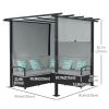Wicker Patio Furniture, Outdoor PE Rattan Sofa Set with Retractable Canopy Pergola, Shade Shelter for Deck, Pool, Garden, Terrace, Grey