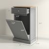 HOMCOM Tilt-Out Trash Bin Cabinet with Drawer, Gray