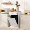 HOMCOM White Tilt-Out Trash Bin Cabinet with Drawer
