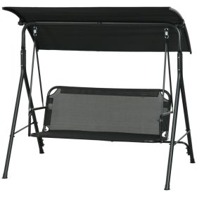 3-Seat Outdoor Patio Swing Chair w/ Cushion, Steel Frame Stand, Adjustable Tilt Canopy for Patio, Garden, Black 1