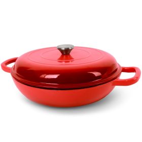 Enameled Cast Iron Dutch Oven, 3.8 Quart Dutch Oven Pot with Lid, Non Stick Cast Iron Pot, Round Oven Safe up to 500°F, Use for Marinate, Cook (Color: Red)