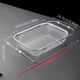 Expandable Stainless Steel Kitchen Sink Drain Basket - Adjustable Dish, Bowl & Cutlery Washing Rack with Space-Saving Design, Drains Forks, Knive (Capacity: large)